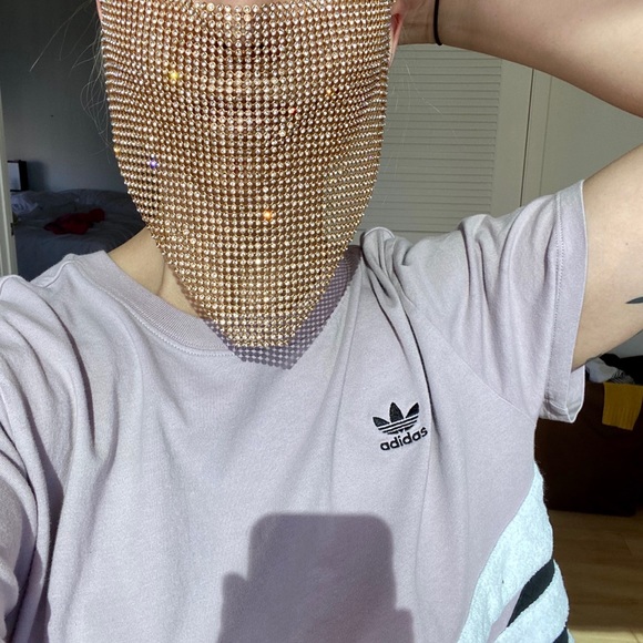 Gold rhinestone face mask - Picture 2 of 5
